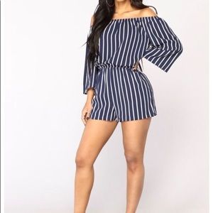 2X Black & White Striped Ambiance Apparel Romper